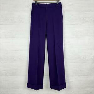 J.Crew‎ Collection Hutton Trouser Pants Size 4 Full length Wide Leg Purple Wool